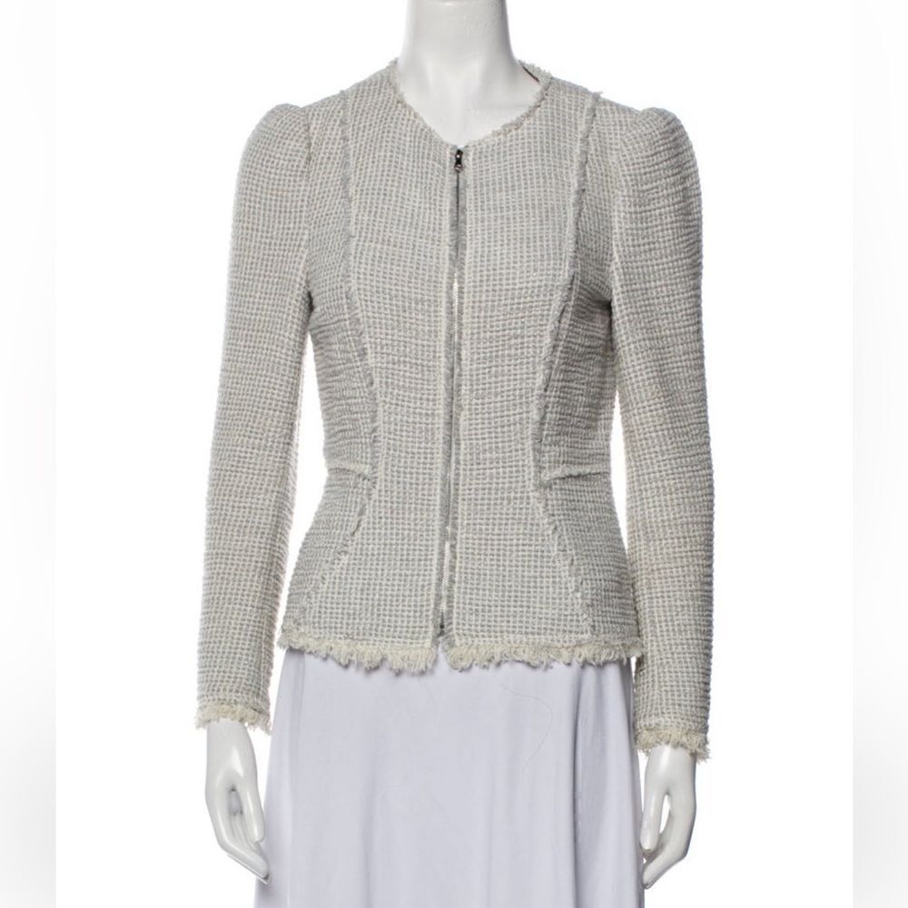 Rebecca TaylorTweed Pattern Evening Zipper Jacket, Size 4 - Picture 2 of 5